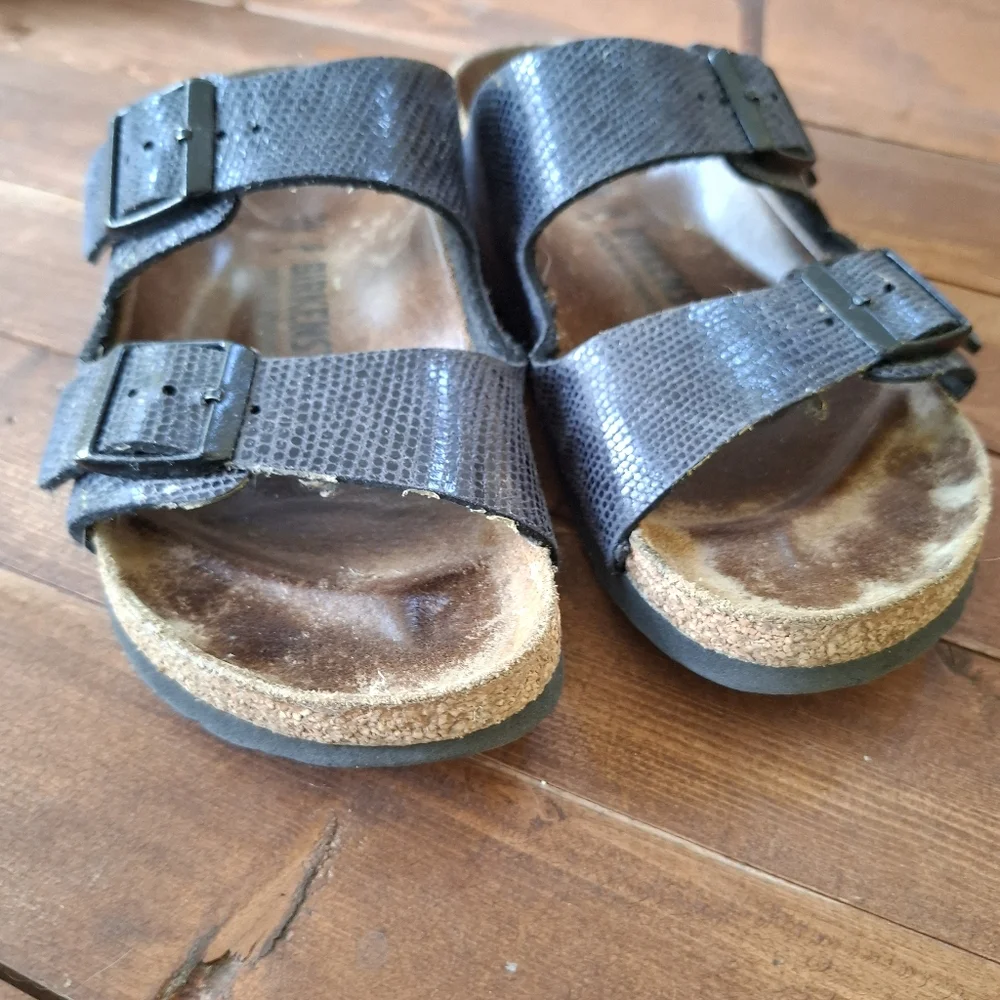 Birkenstock Arizona Magical Snake Black Sandals Size 36 6.5